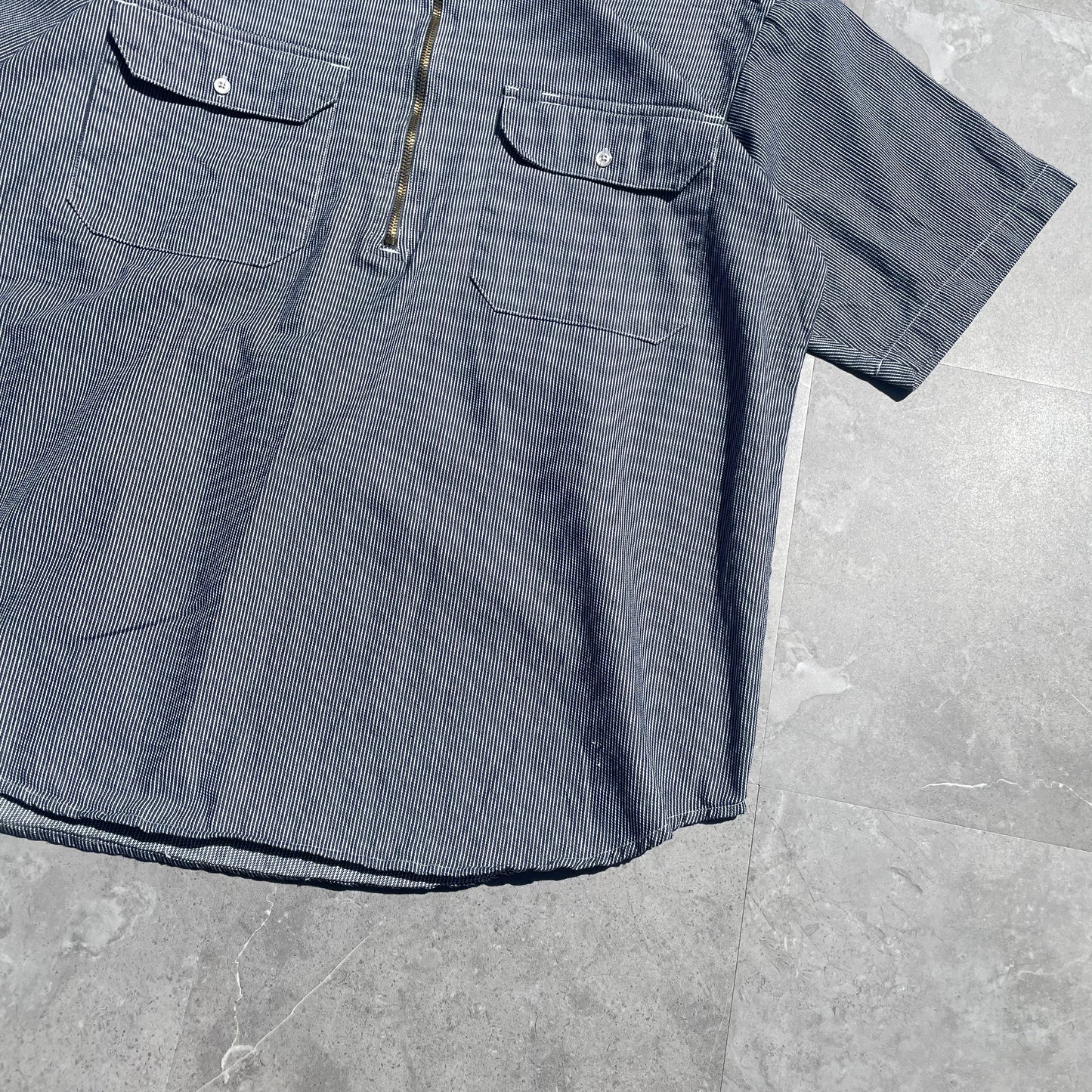 90s Hickory Half-Zip Short Sleeve Shirt