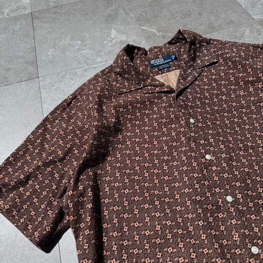 90s-00s Ralph Lauren Caldwell Brown Open Collar Shirt KiiChain Clothing