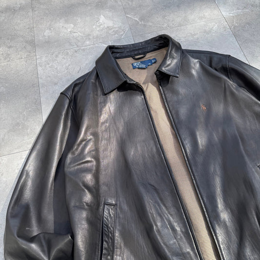 90s Polo by Ralph Lauren Black Leather Jacket KiiChain Clothing