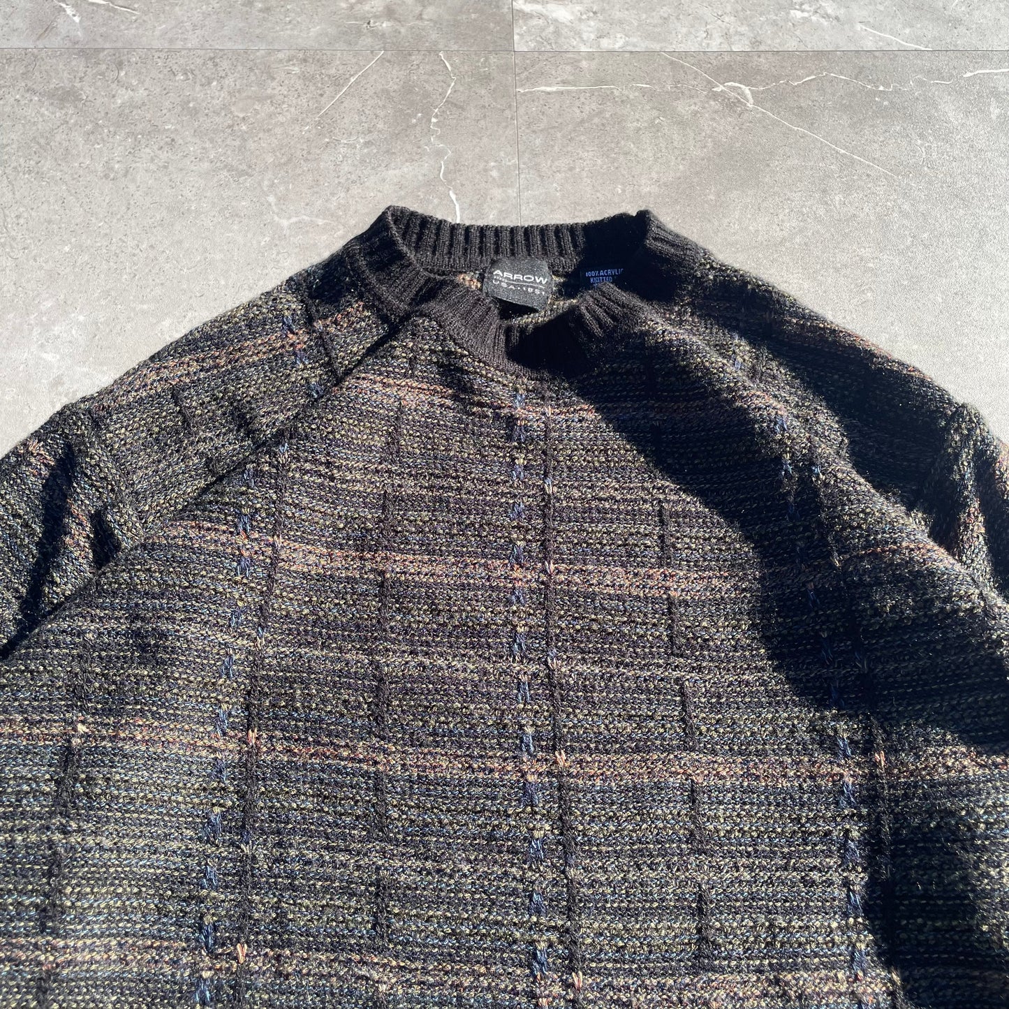 90s-00s Arrow Block Pattern Acrylic Design Knit KiiChain Clothing