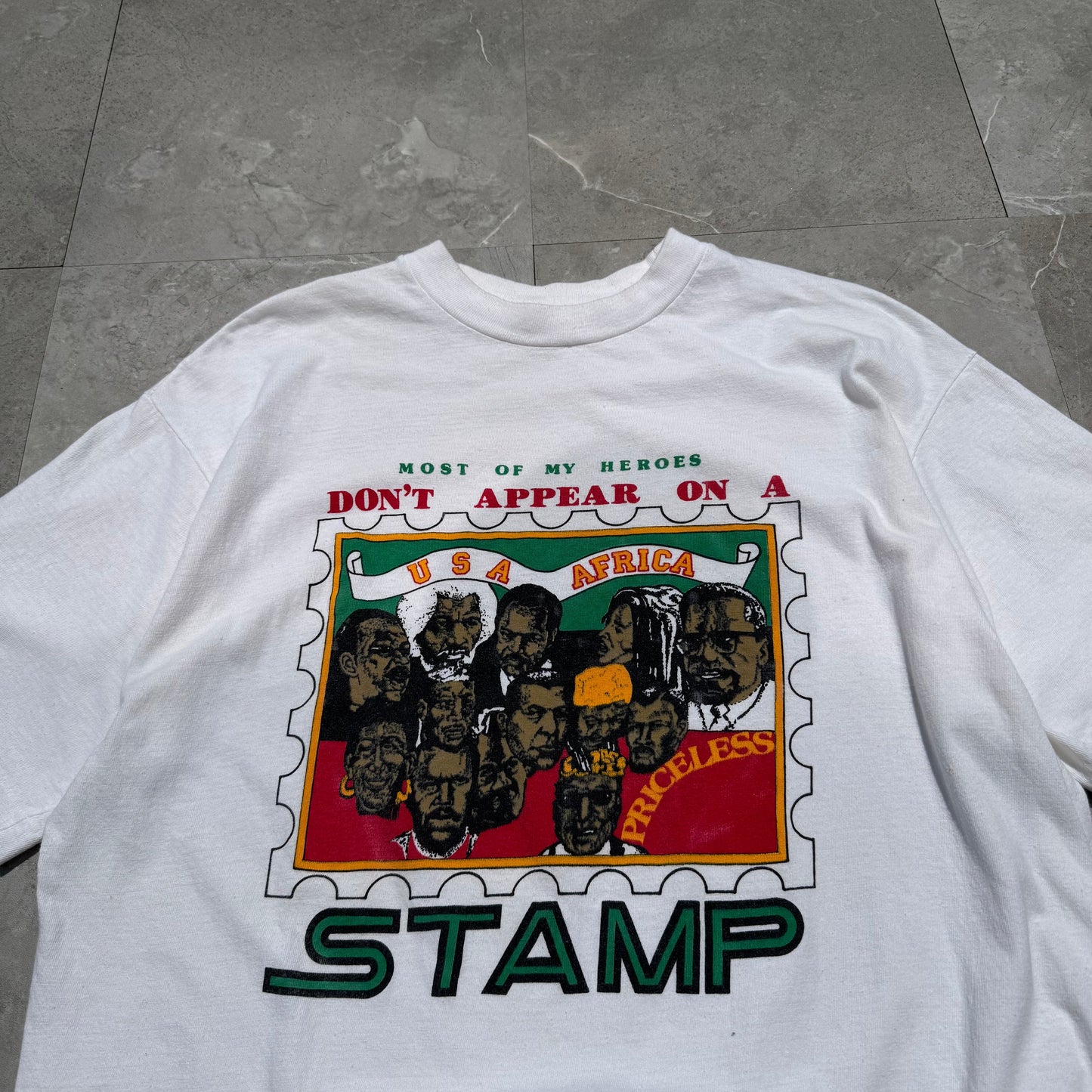 80s-90s Unknown USA Africa Stamp Single Stitch Tee KiiChain Clothing