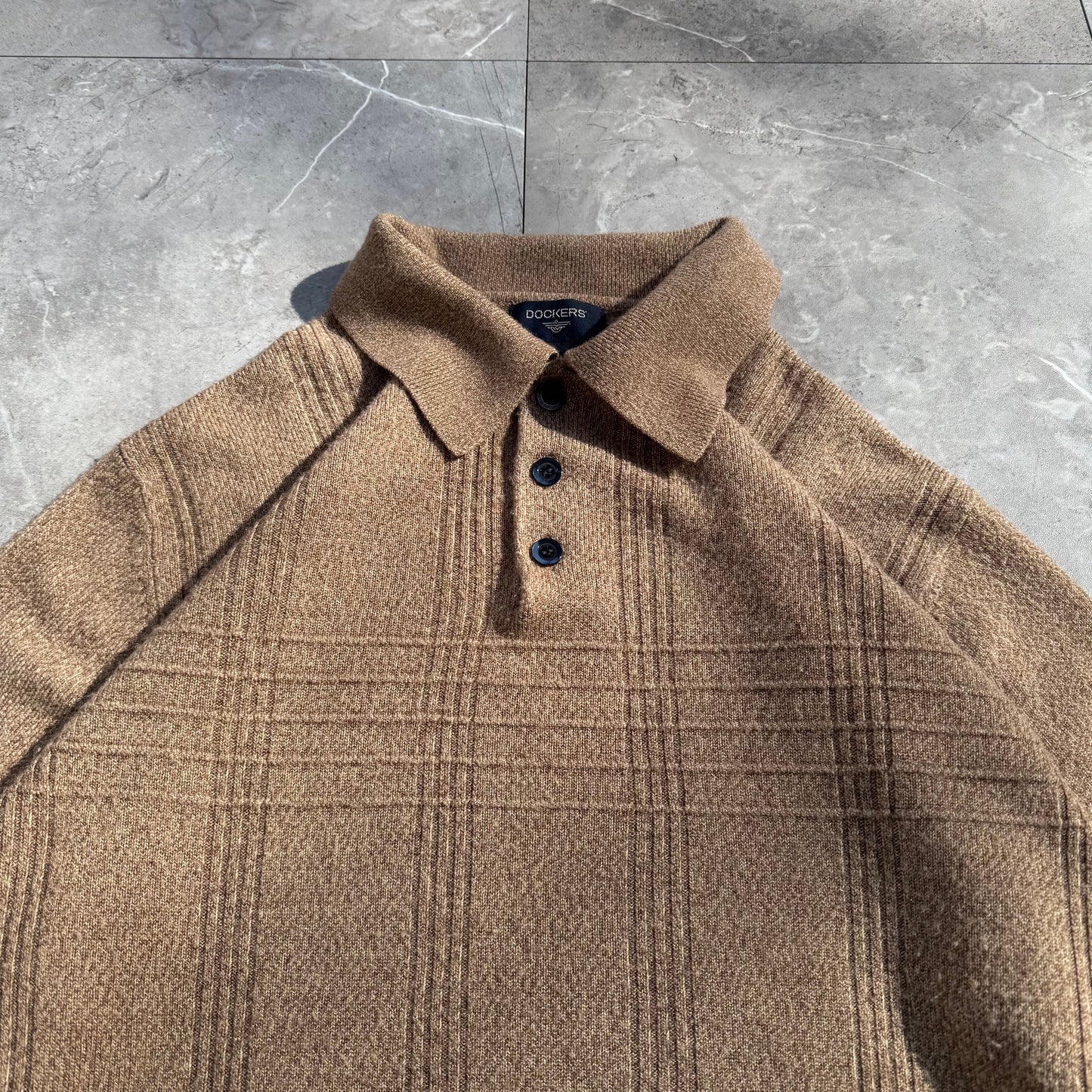 90s-00s Dockers Brown Knit Polo KiiChain Clothing
