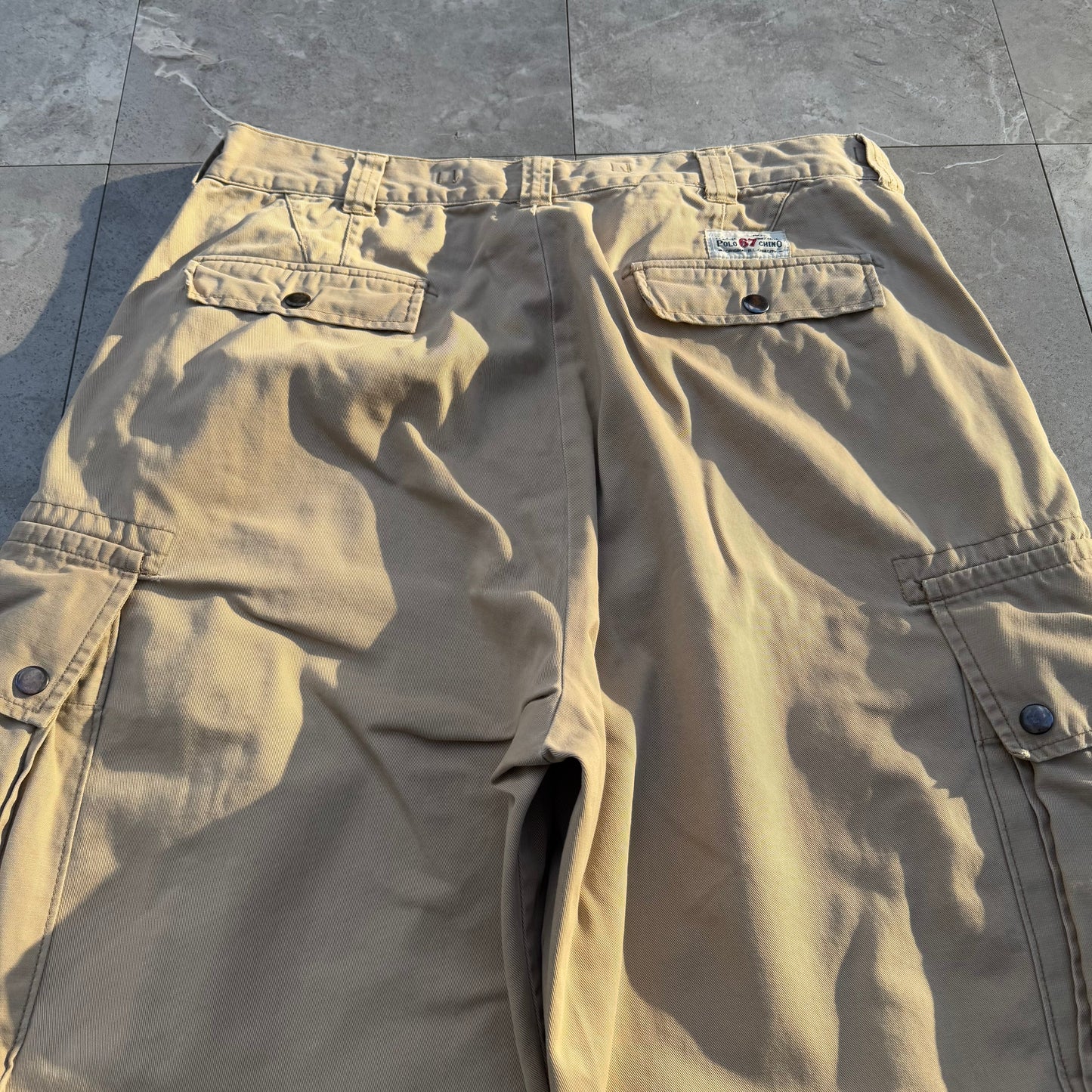 90s-00s Polo by Ralph Lauren Polo Chino Cream/Beige Cargo Pants 35x30 KiiChain Clothing
