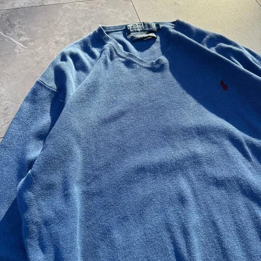 90s Ralph Lauren 100% Pima Cottong “Exclusive of Decoration” V-Neck Knit Sweater KiiChain Clothing