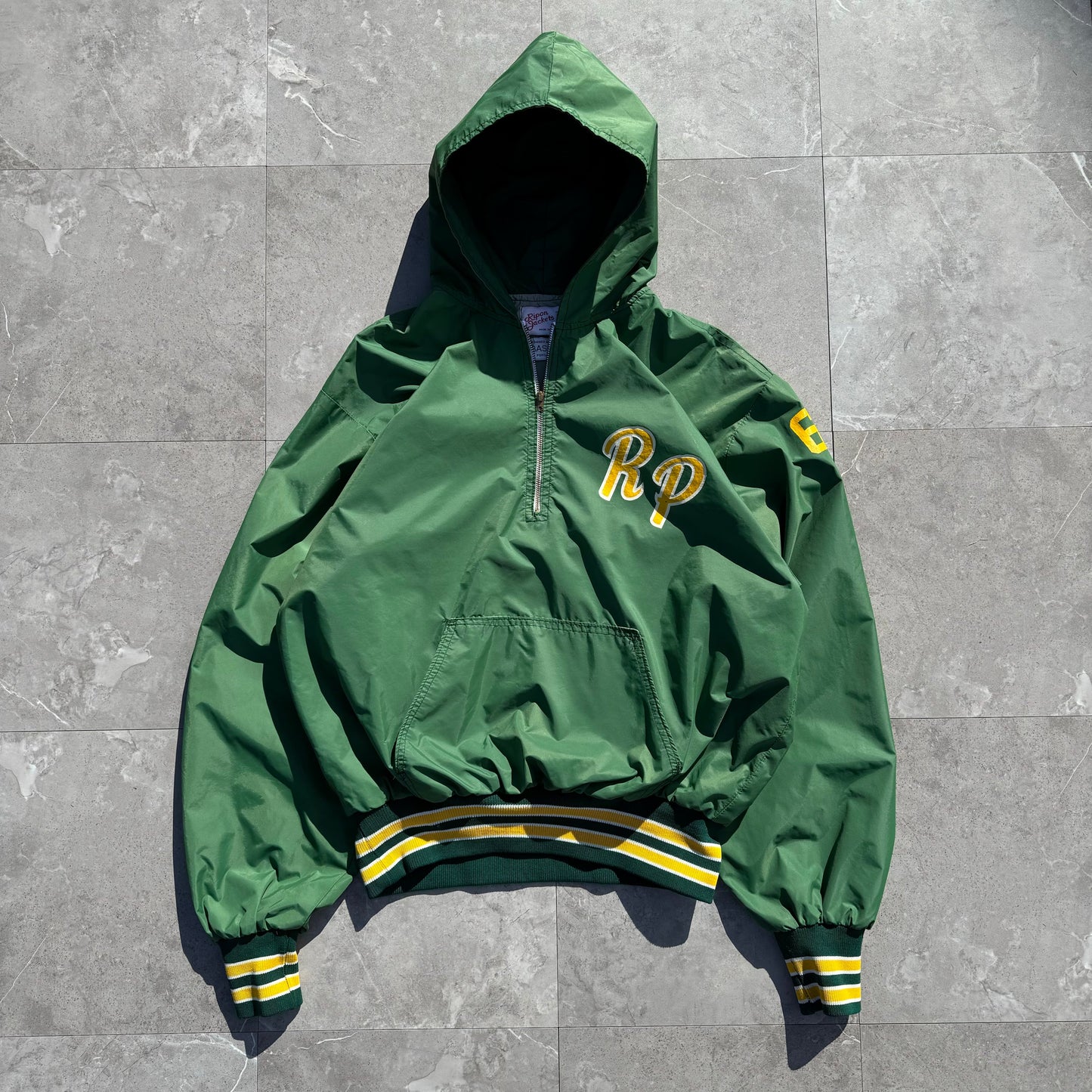 70s Ripon Jackets Made in USA Green Hooded Anorak Jacket KiiChain Clothing