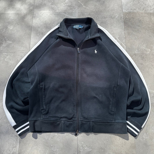 90s-00s Polo by Ralph Lauren Heavyweight Black Double Zip Sweatshirt KiiChain Clothing