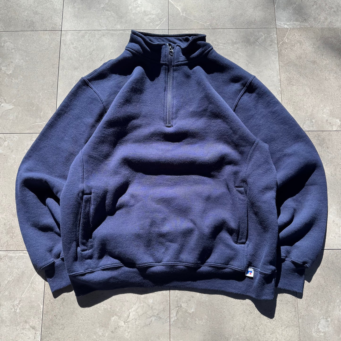 00s Russell Athletic Navy Quarter Zip Sweatshirt