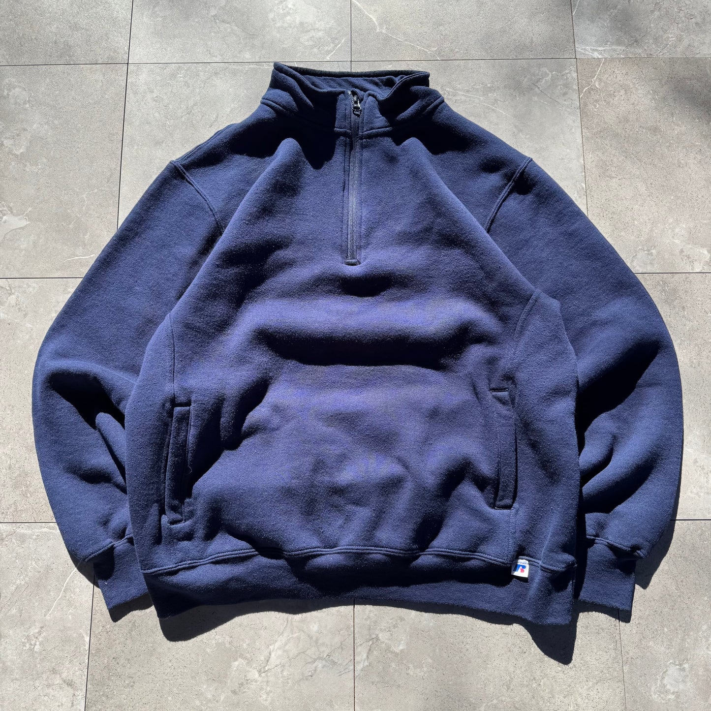 00s Russell Athletic Navy Quarter Zip Sweatshirt KiiChain Clothing