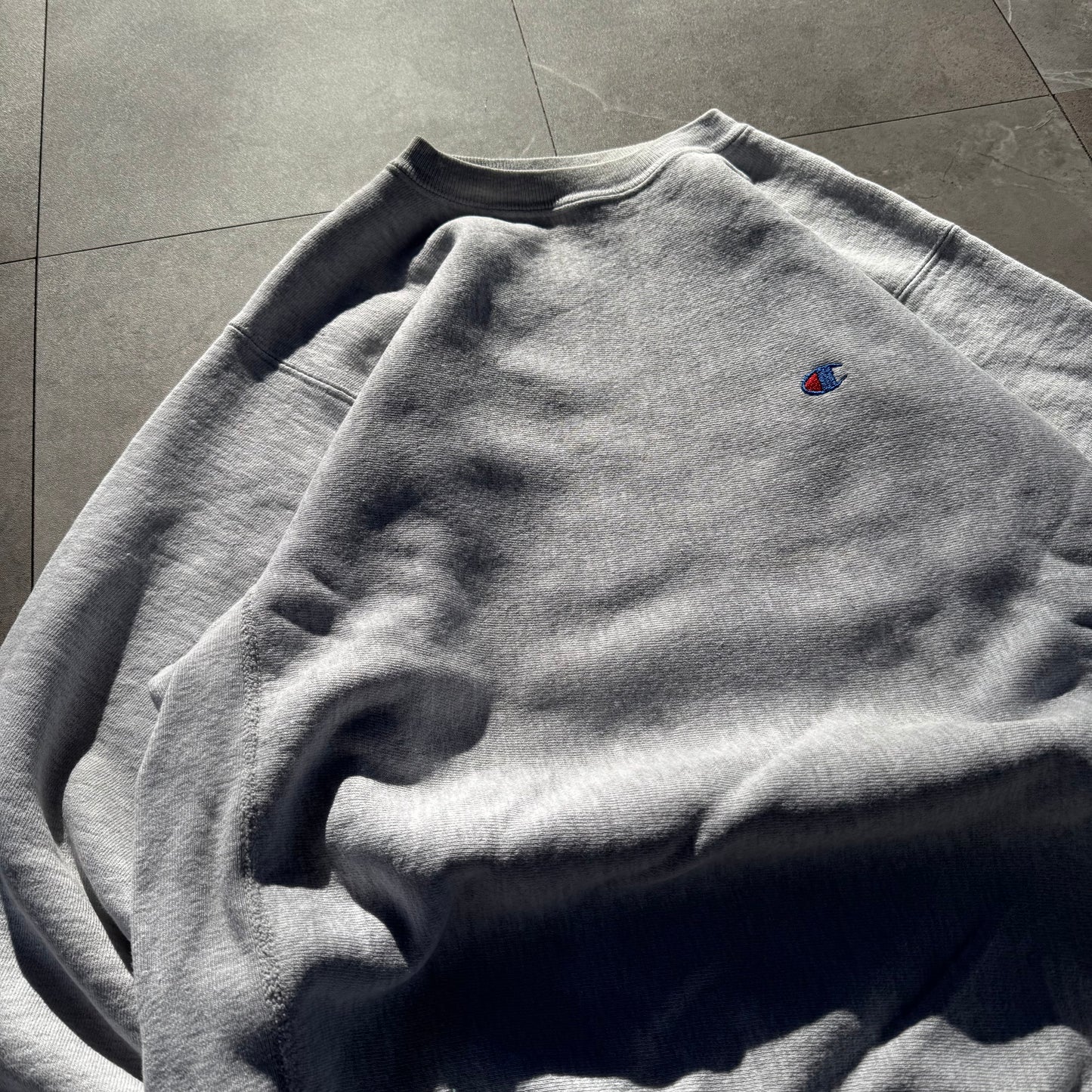 90s Champion Reverse Weave Made in USA Navy Logo Sweatshirt