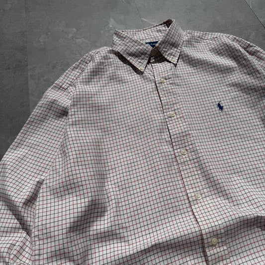 90s-00s Ralph Lauren “Classic Fit” Cream Checkered Button Down Shirt KiiChain Clothing