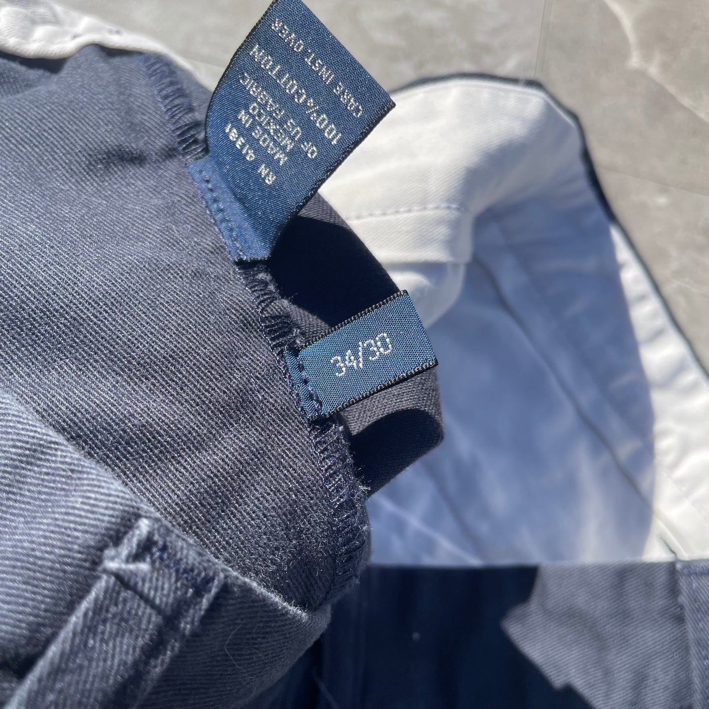 90s-00s Ralph Lauren “Andrew Pant” Two-Tuck Pleated Navy Chino Pants 34x30 KiiChain Clothing