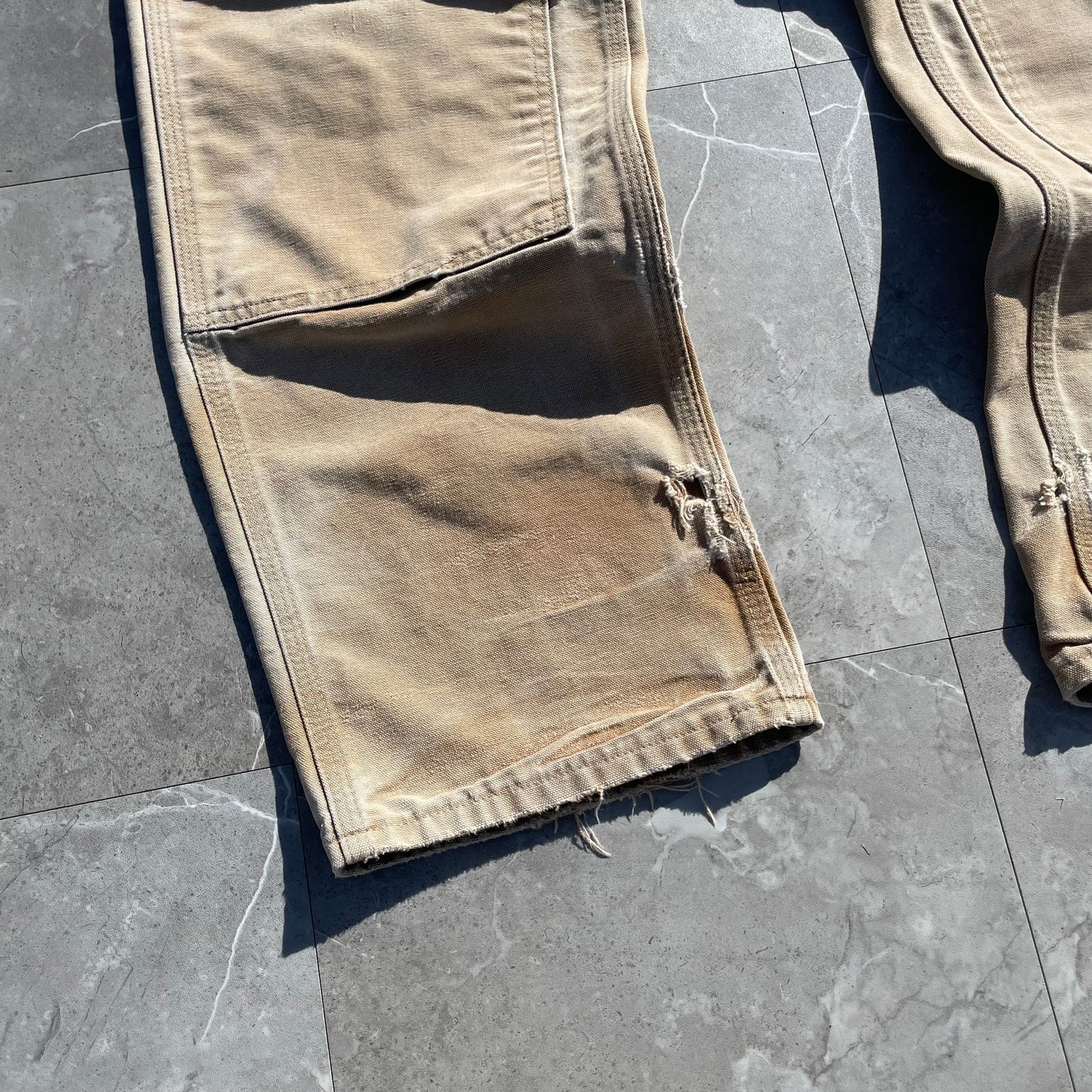 90s Carhartt Made in USA Beige Double Knee Work Pants 36x32 KiiChain Clothing