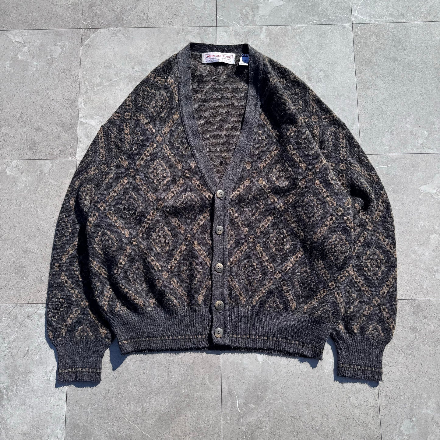 90s John Ashford Made in Italy Wool-Blend Knitted Cardigan KiiChain Clothing