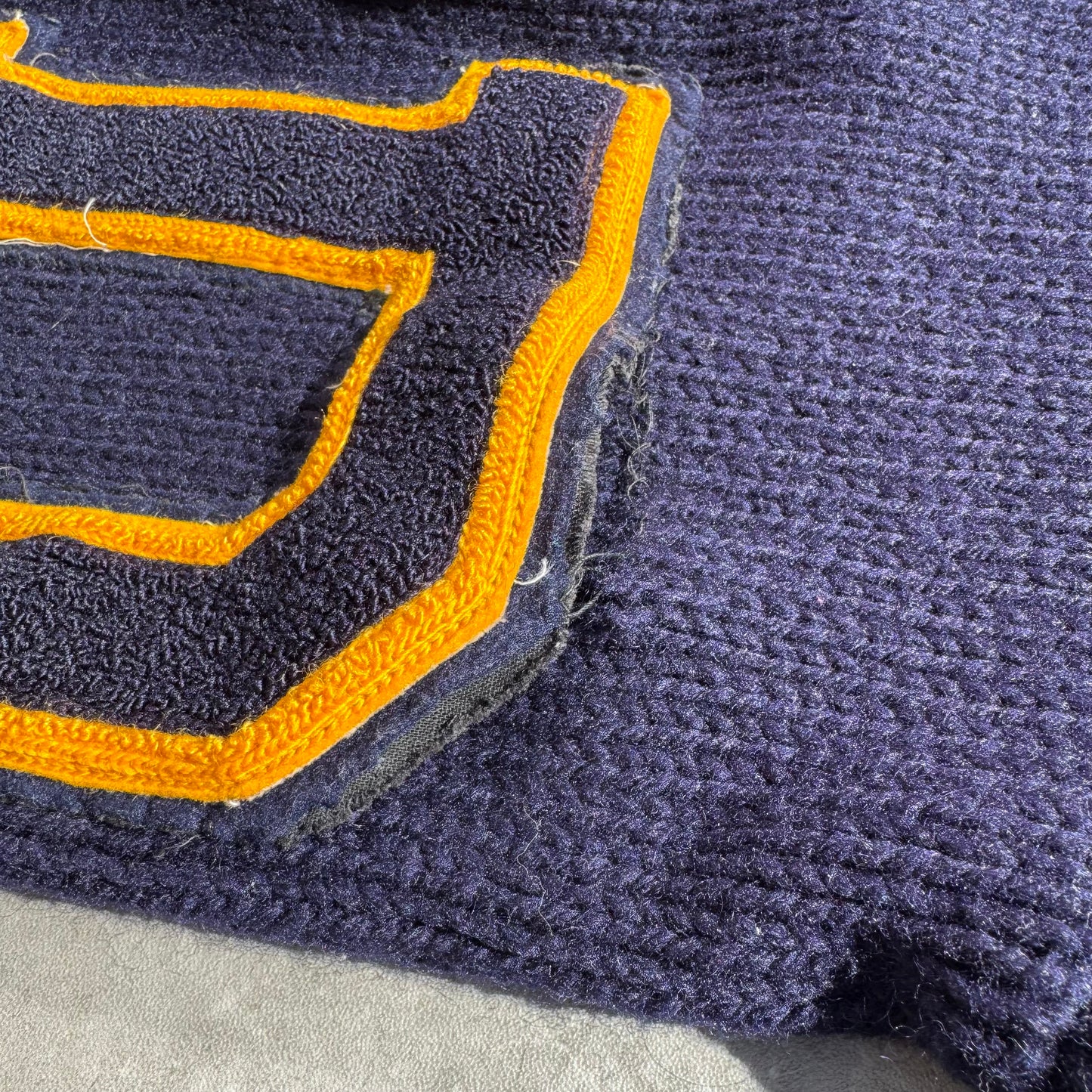 70s Vintage Varsity Lettered Wool Cardigan