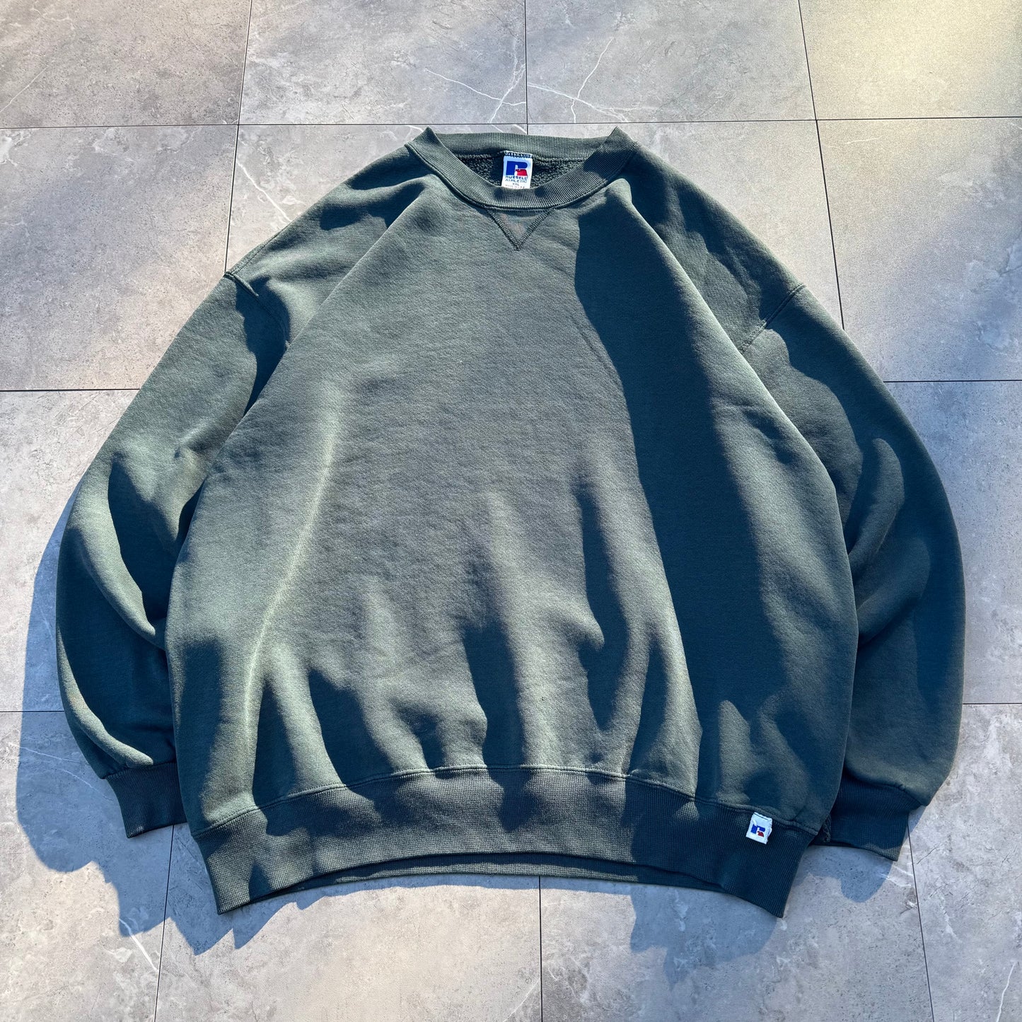 90s Russell Athletic Made in USA Green/Grey Blank Sweatshirt