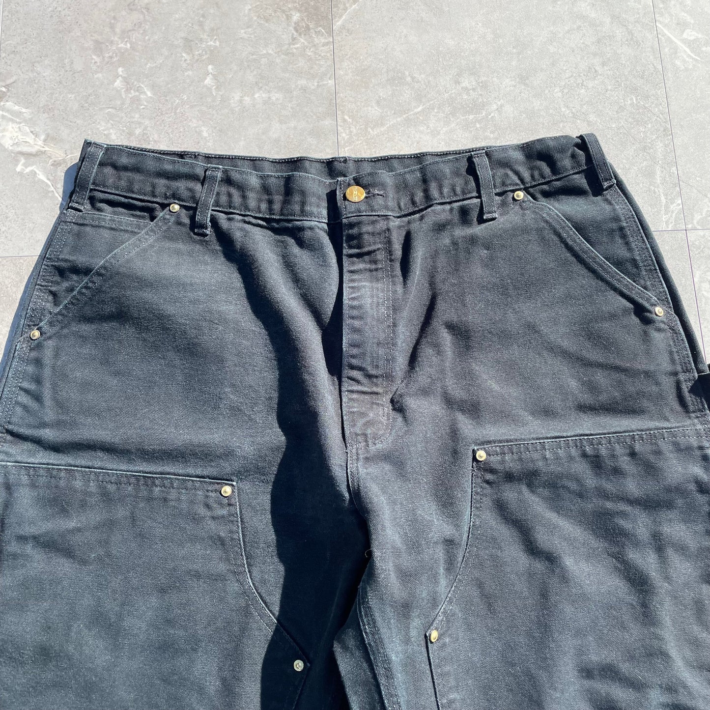 90s-00s Carhartt Made in USA Black Double Knee Work Pants 38x34 KiiChain Clothing