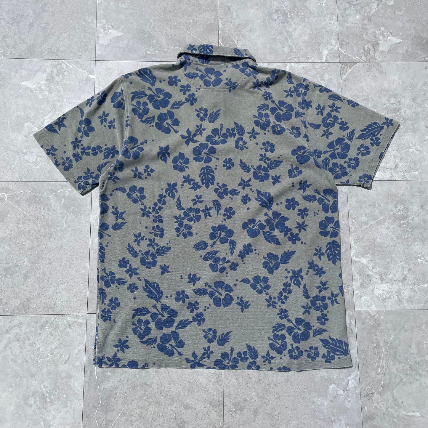 90s Lands’ End Flower Pattern Polo Shirt KiiChain Clothing