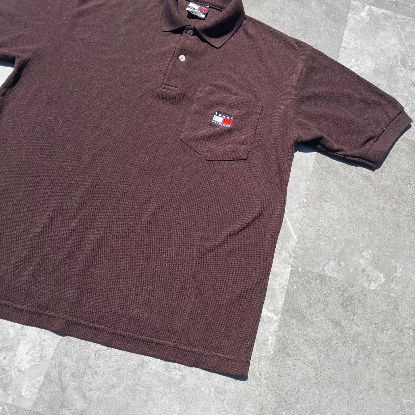 90s Tommy Hilfiger Brown Polo Shirt KiiChain Clothing