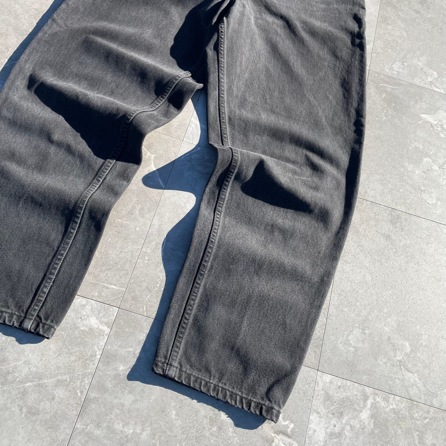 90s Lands' End Loose Fit Tapered Black Denim Size 16 KiiChain Clothing