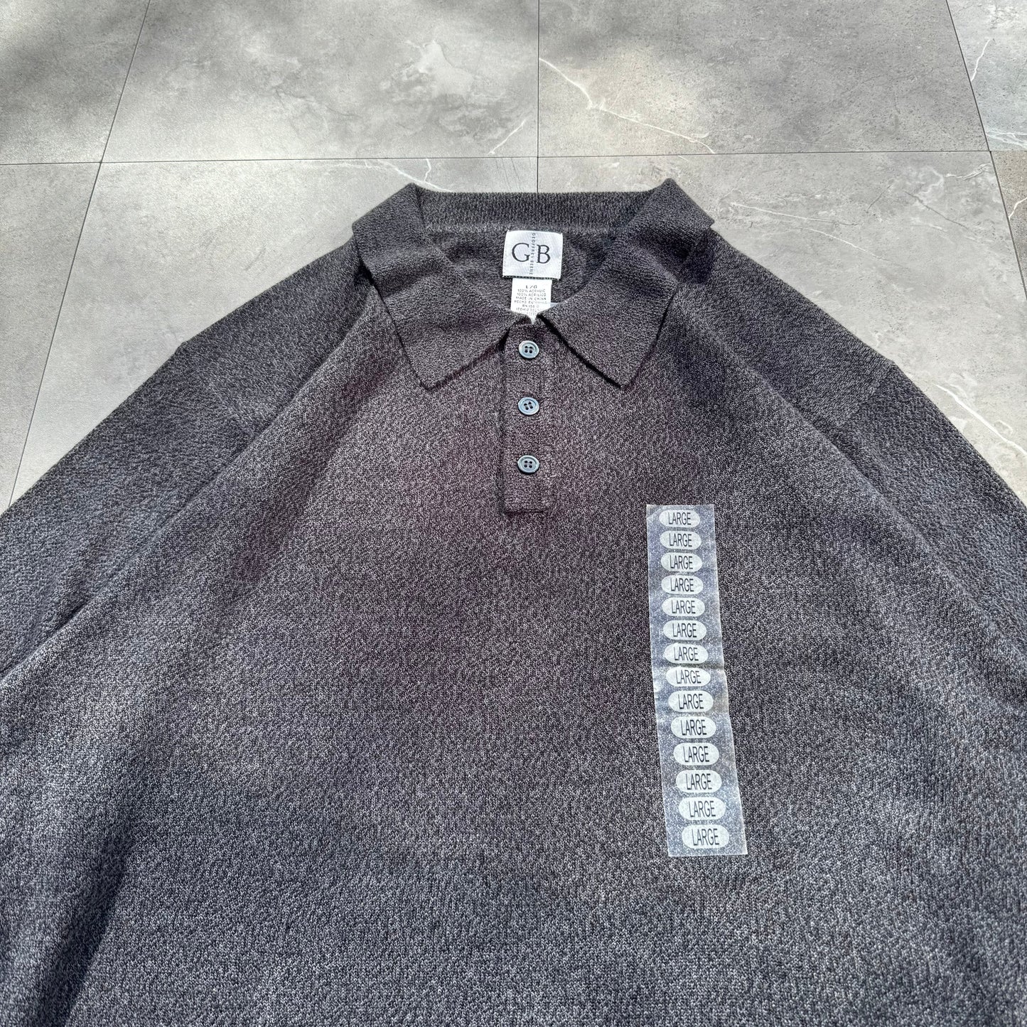 90s-00s Geoffrey Beene Dead-Stock Dark Gray Knit Polo KiiChain Clothing