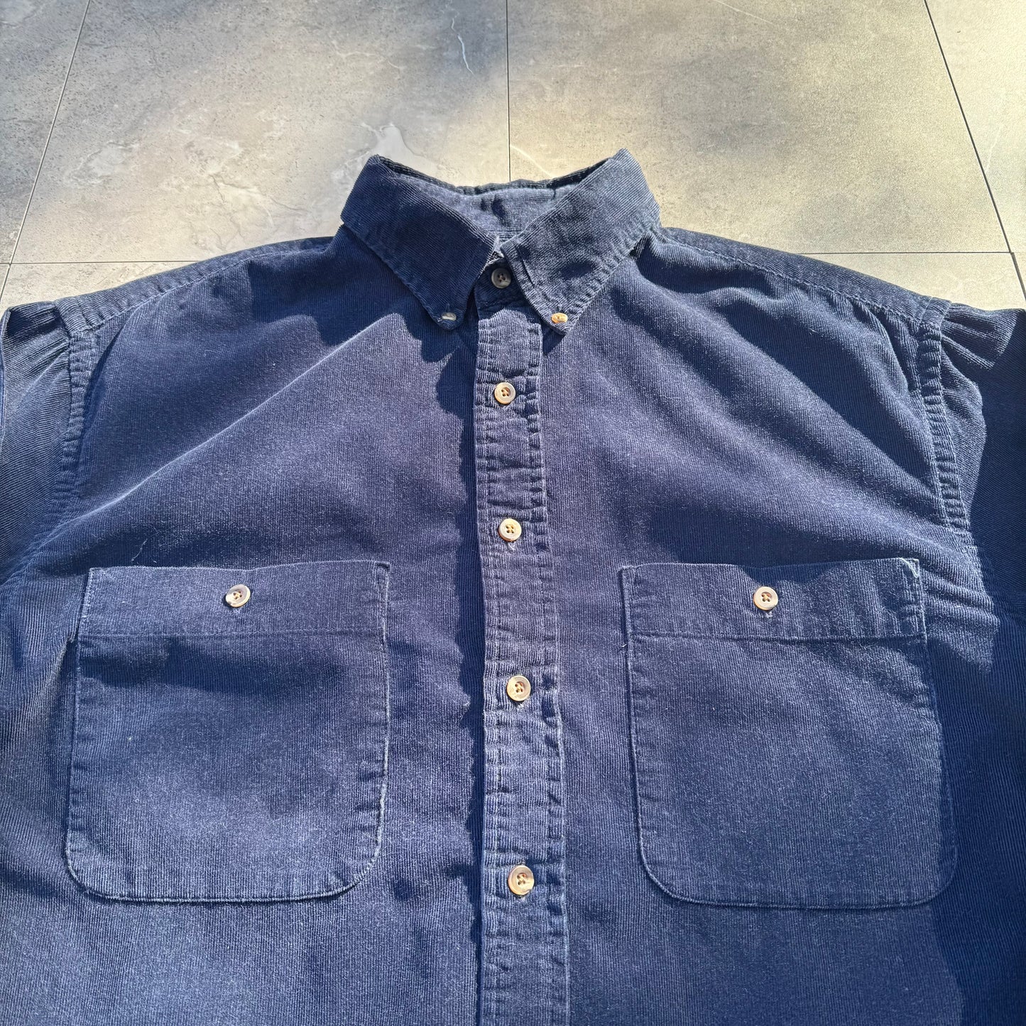 90s Lands' End Navy Corduroy Button Down Shirt