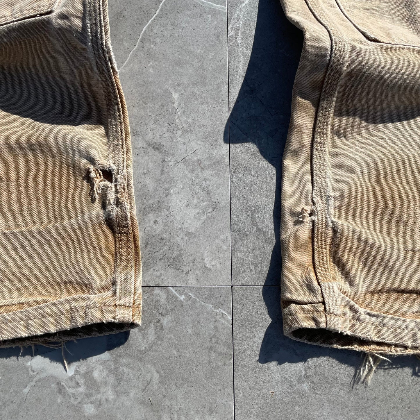90s Carhartt Made in USA Beige Double Knee Work Pants 36x32 KiiChain Clothing