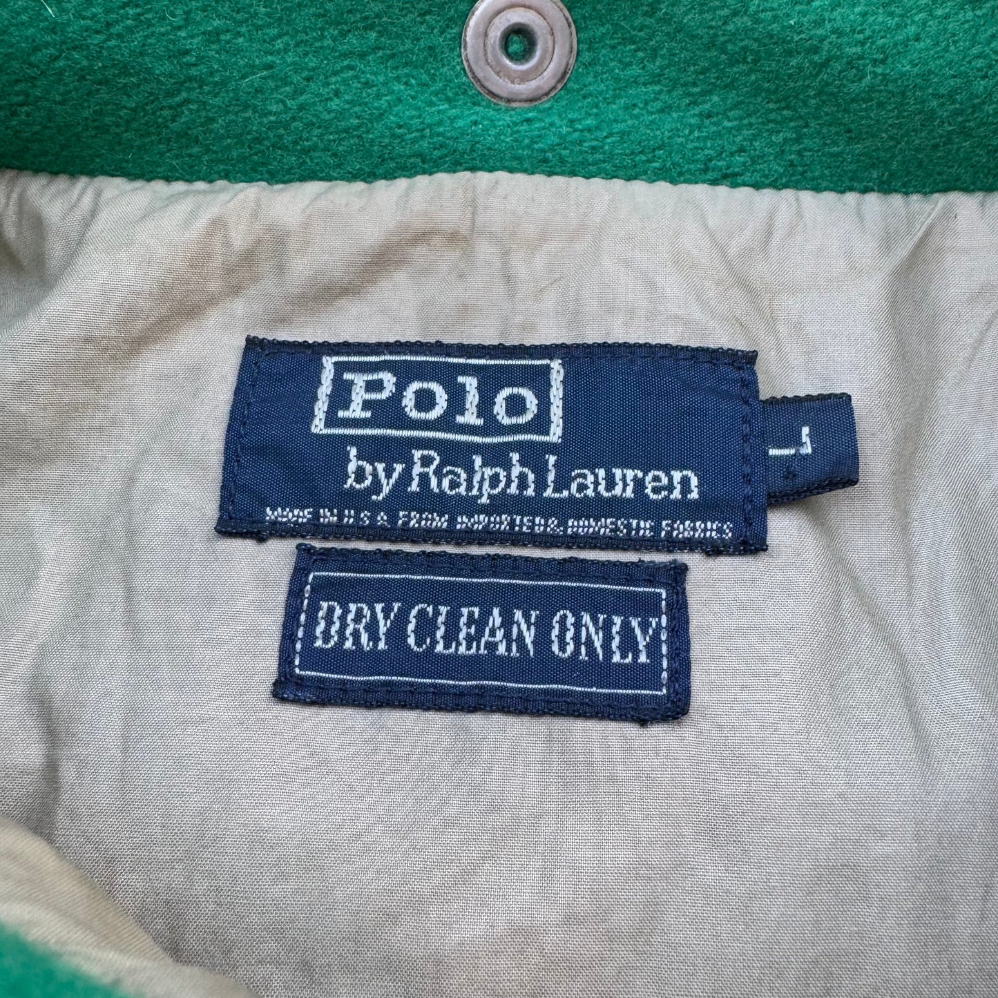 80s Ralph Lauren Made in USA Green Detachable Hoodie Wool Swing Top Jacket KiiChain Clothing