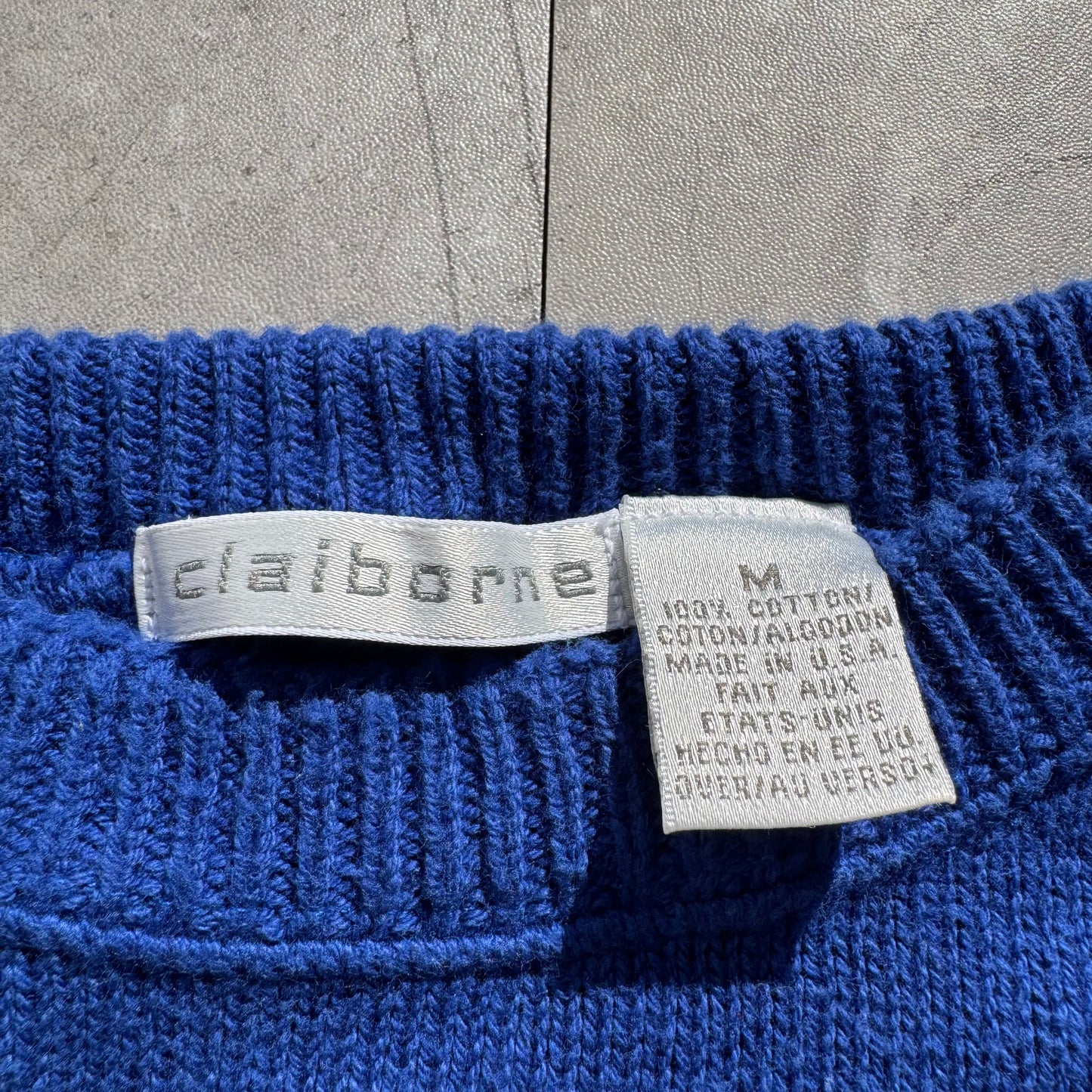 90s Claiborne Made in USA Blue Cotton Knit