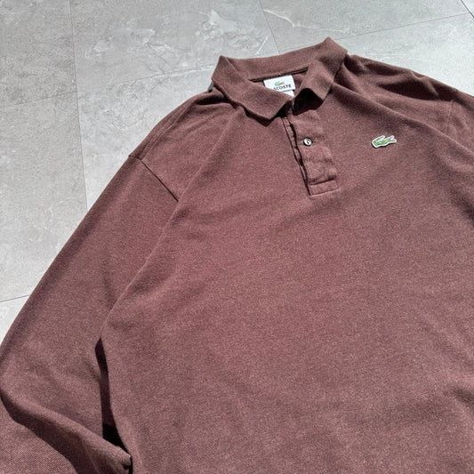 00s Lacoste Brown Long Sleeve Polo Shirt KiiChain Clothing