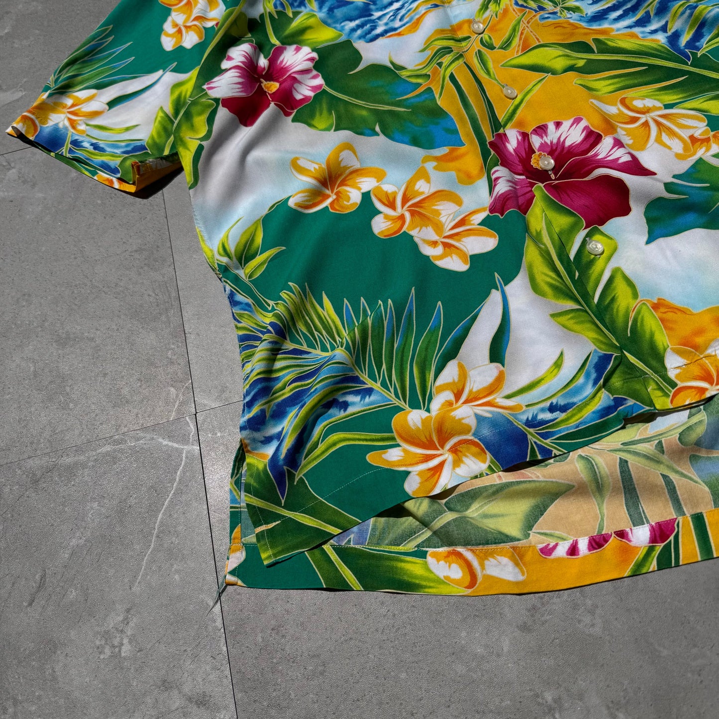 90s-00s Ralph Lauren Caldwell Tropical Viscose Open Collar Shirt KiiChain Clothing