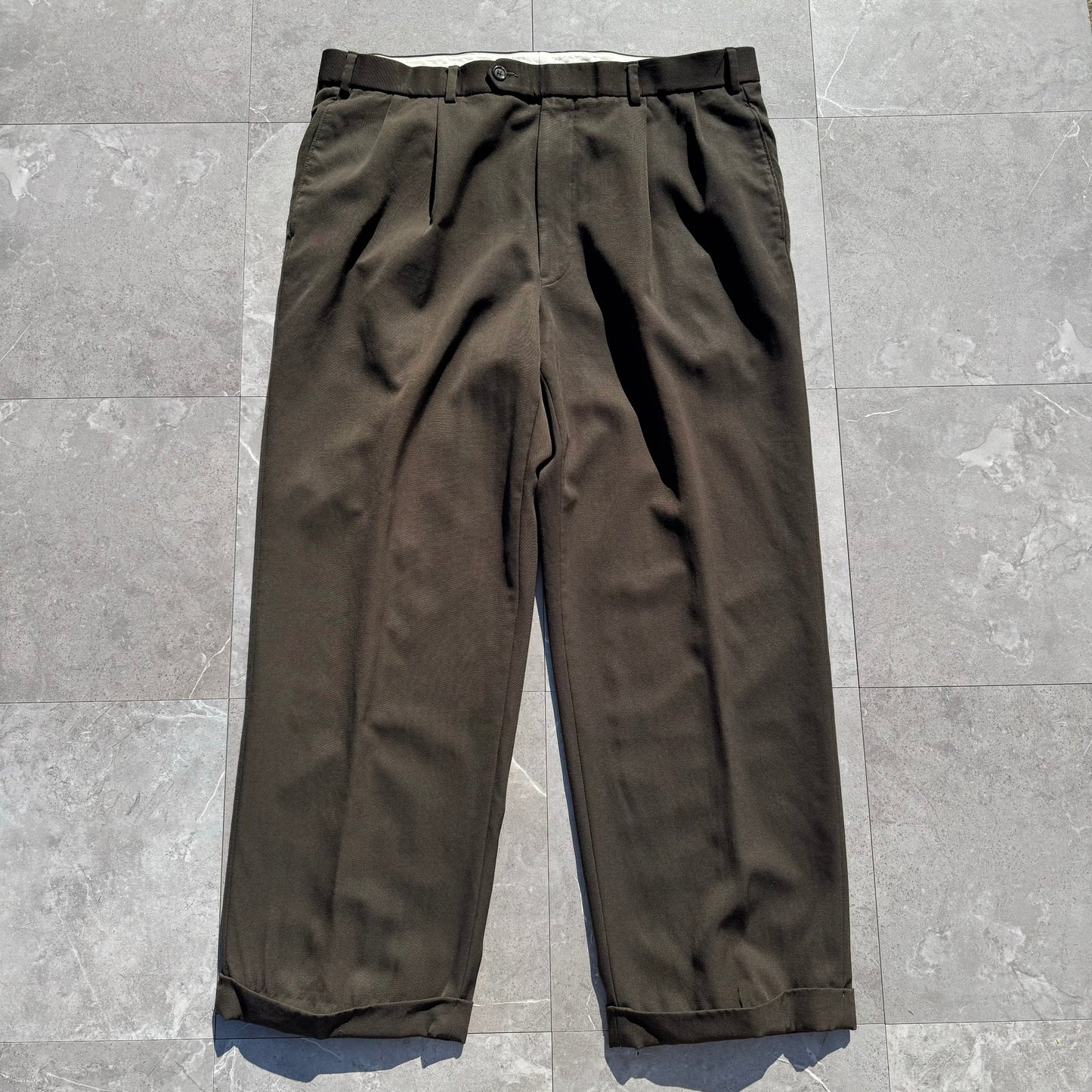 90s-00s Brooks Brothers Made in Canada Two-Tuck Pleated Wool Slacks KiiChain Clothing