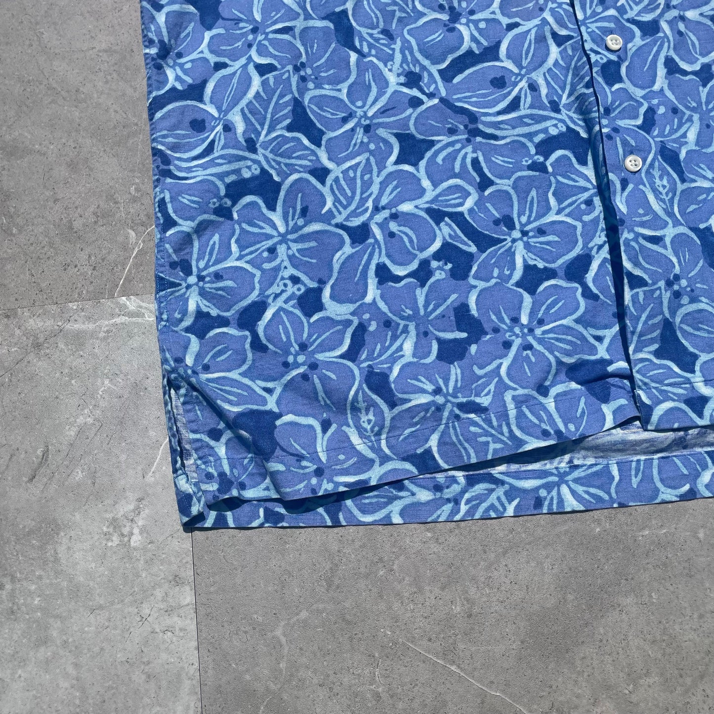 90s Ralph Lauren Caldwell Blue Floral Hawaiian Shirt KiiChain Clothing