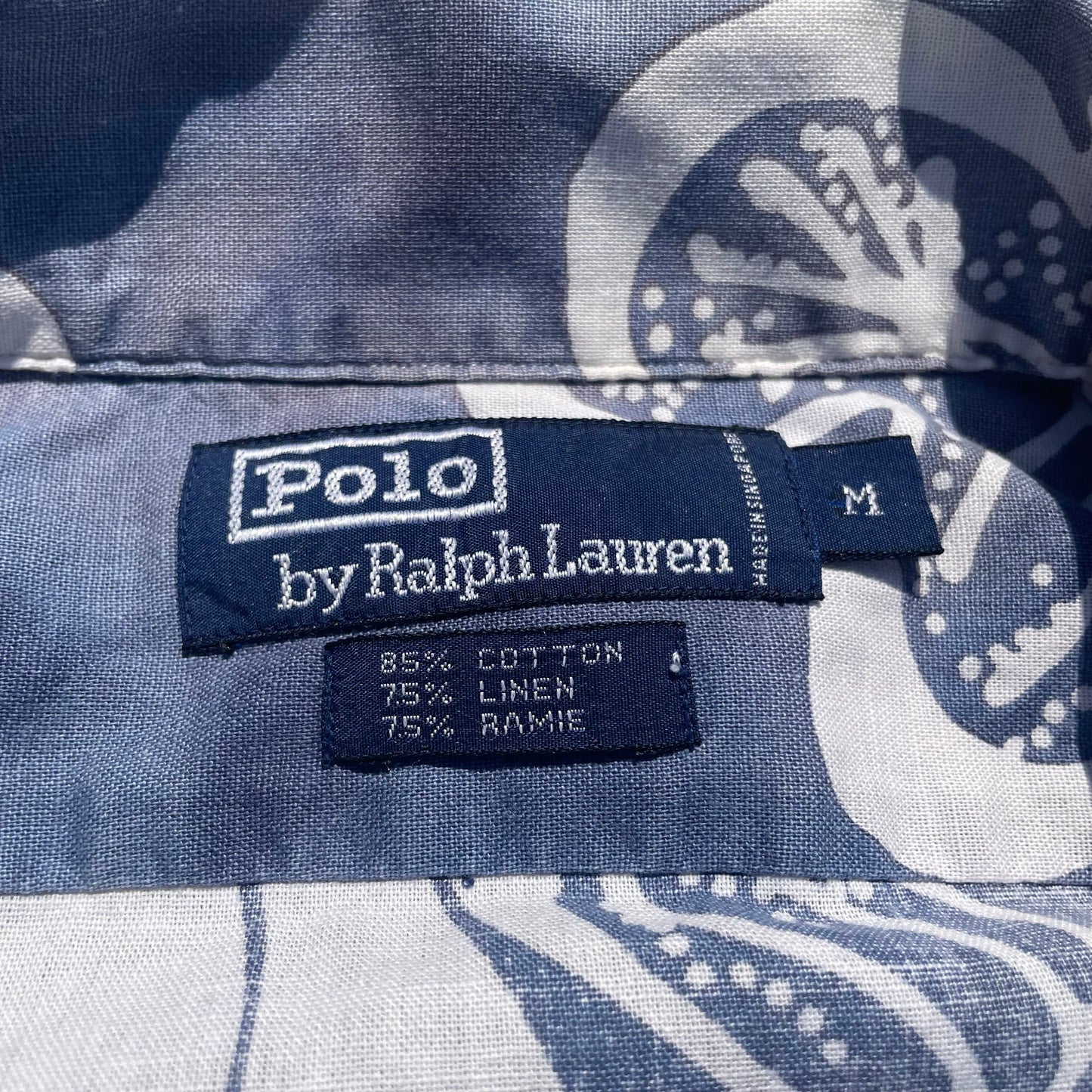 90s Ralph Lauren Cotton Linen Ramie Hawaiian Shirt KiiChain Clothing
