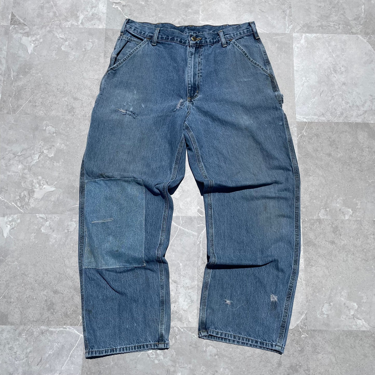 90s Carhartt Repaired Double-Knee Denim Work Pants 36x30 KiiChain Clothing