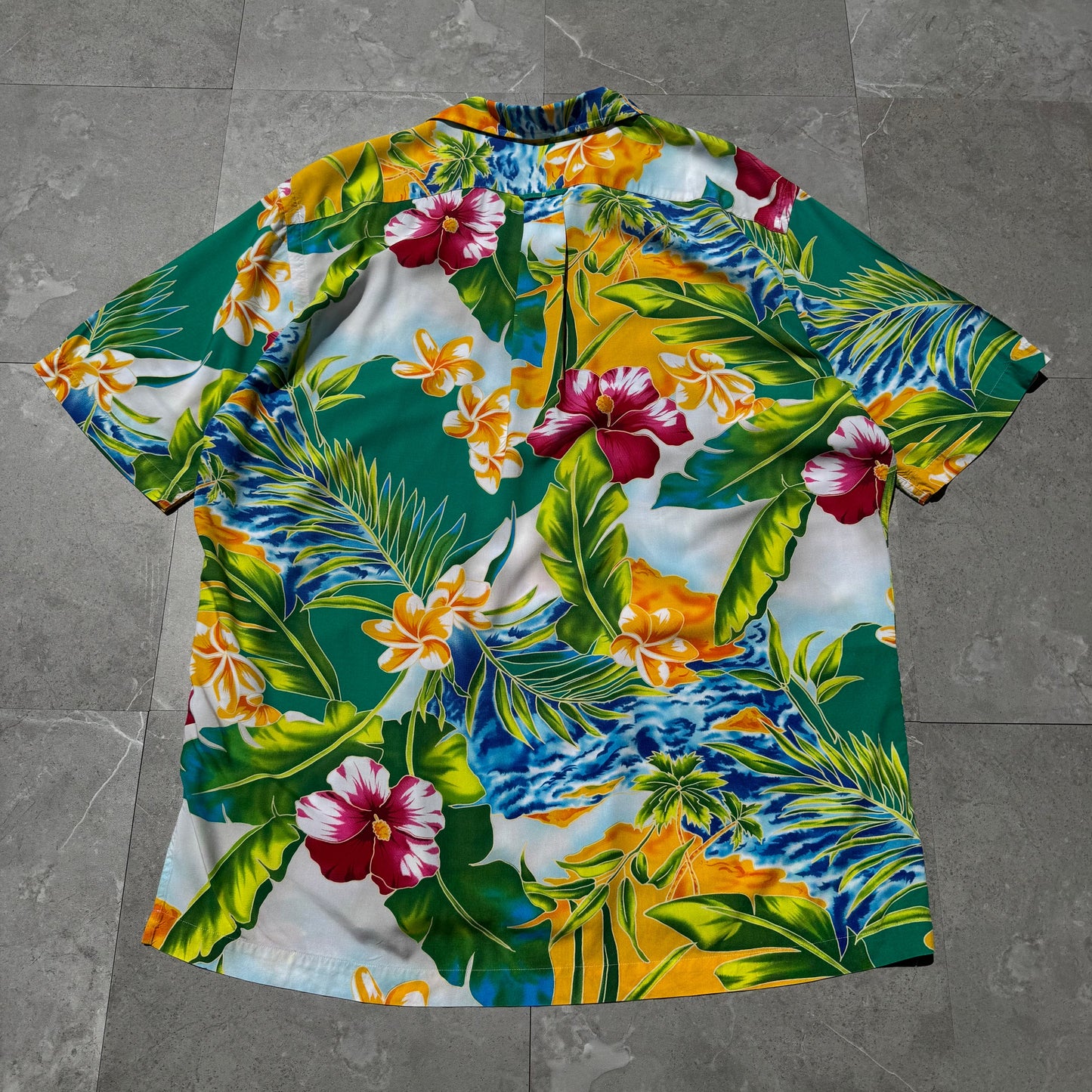 90s-00s Ralph Lauren Caldwell Tropical Viscose Open Collar Shirt KiiChain Clothing