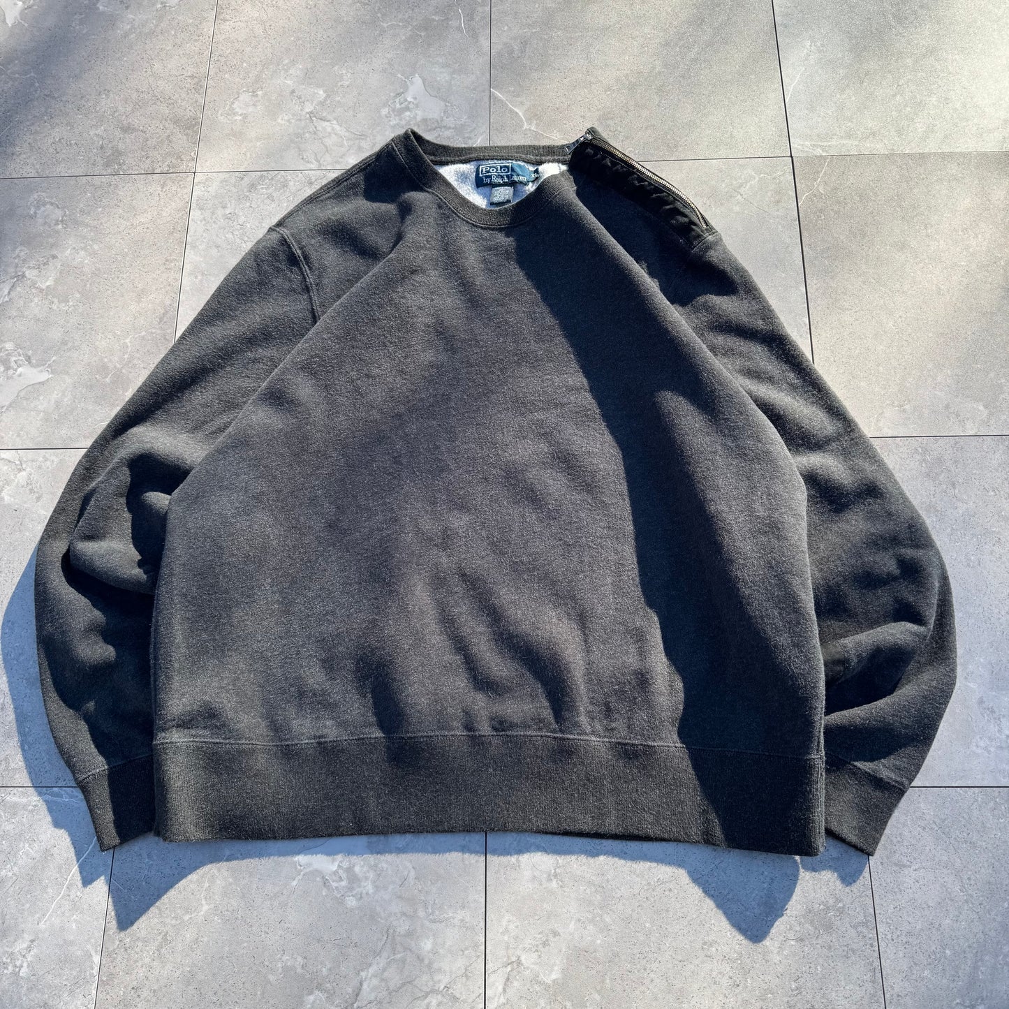 90s Polo by Ralph Lauren Dark Gray Shoulder Zip Sweatshirt