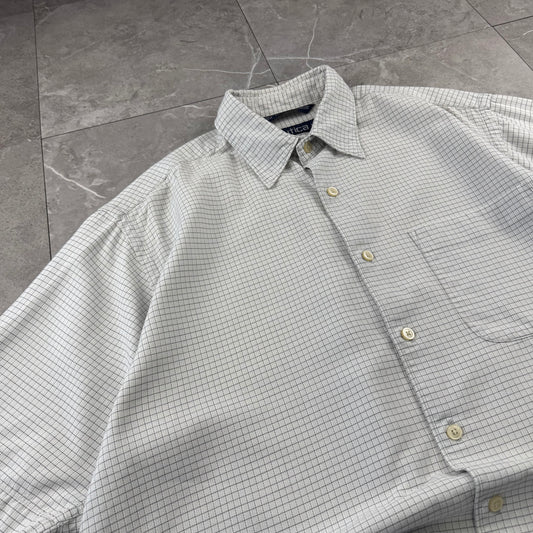 90s Nautica White Checkered Short Sleeve Shirt XL