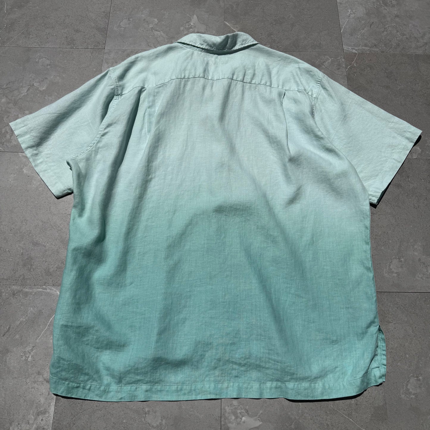 90s-00s Ralph Lauren Adams 100% Linen Tye-Dye Dip Open Collar Shirt KiiChain Clothing