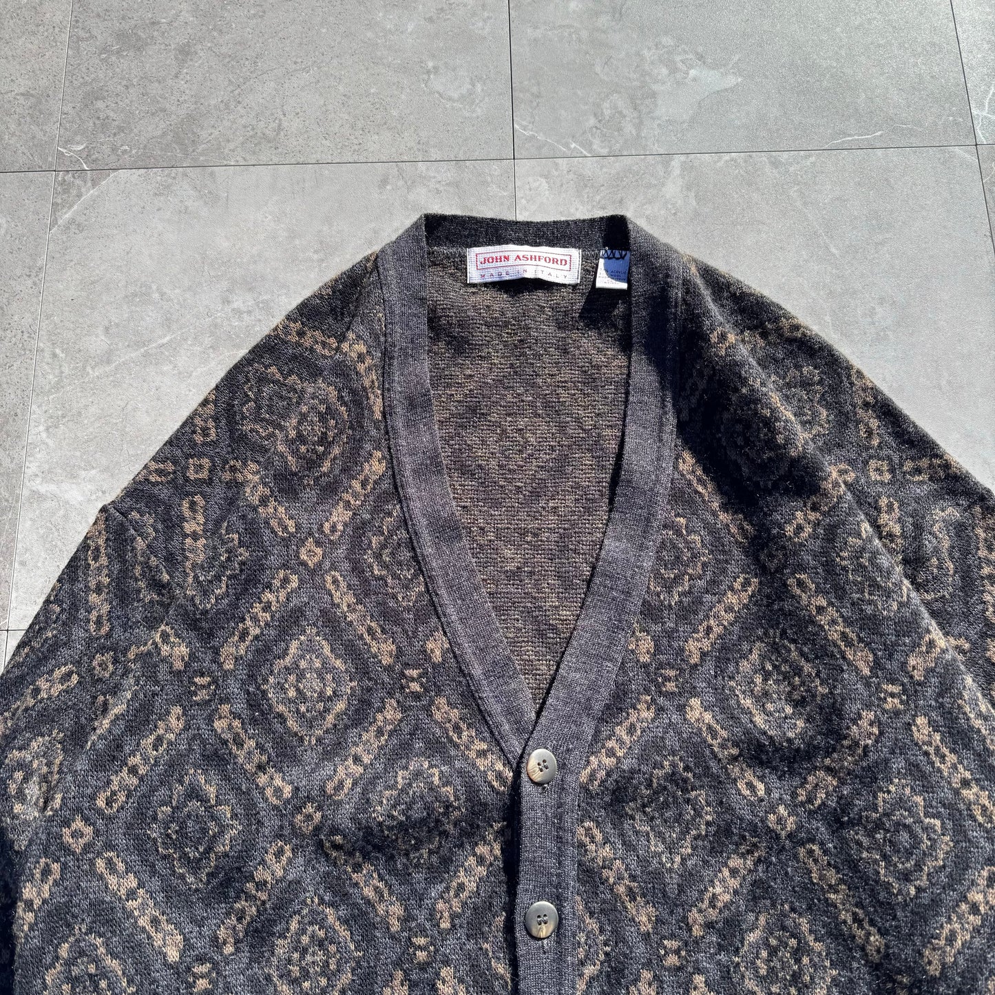 90s John Ashford Made in Italy Wool-Blend Knitted Cardigan KiiChain Clothing