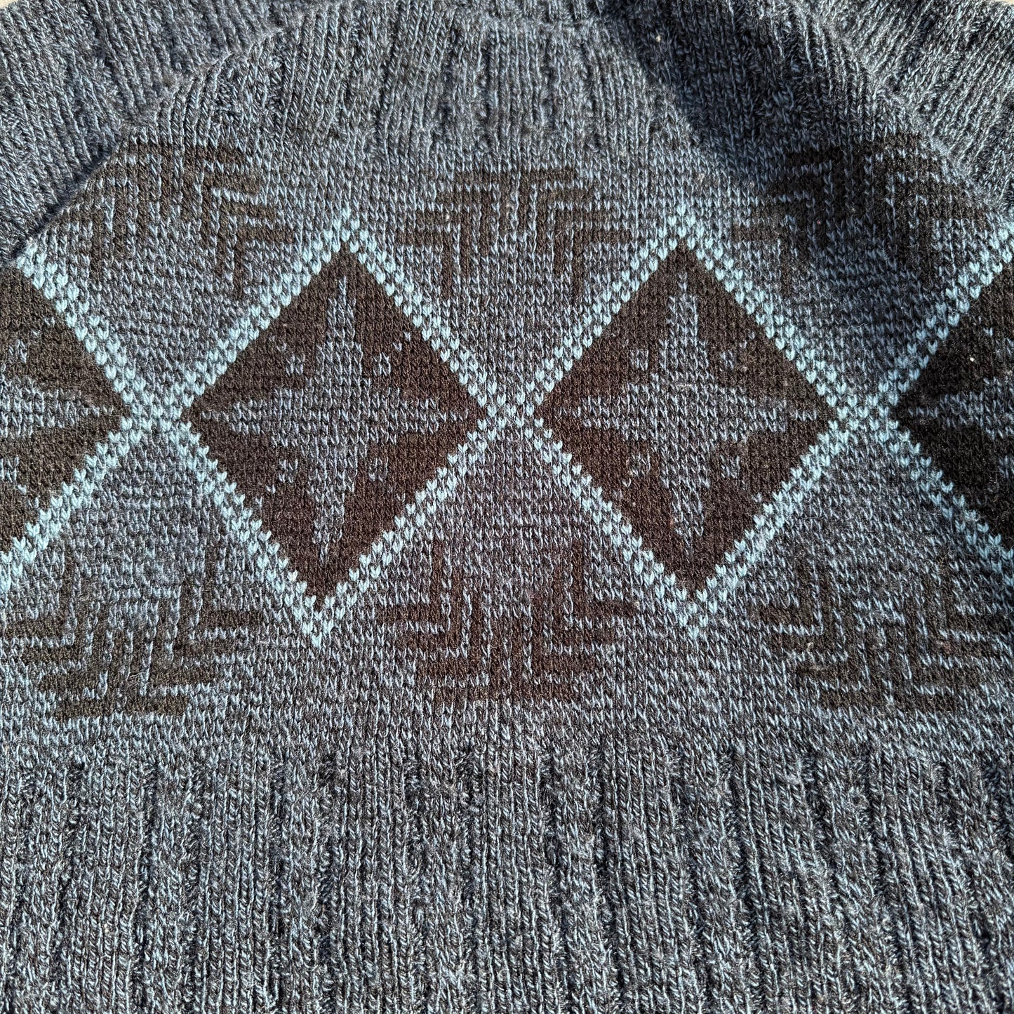 80s-90s Hardwood & Pine Blue Design Knit Sweater KiiChain Clothing