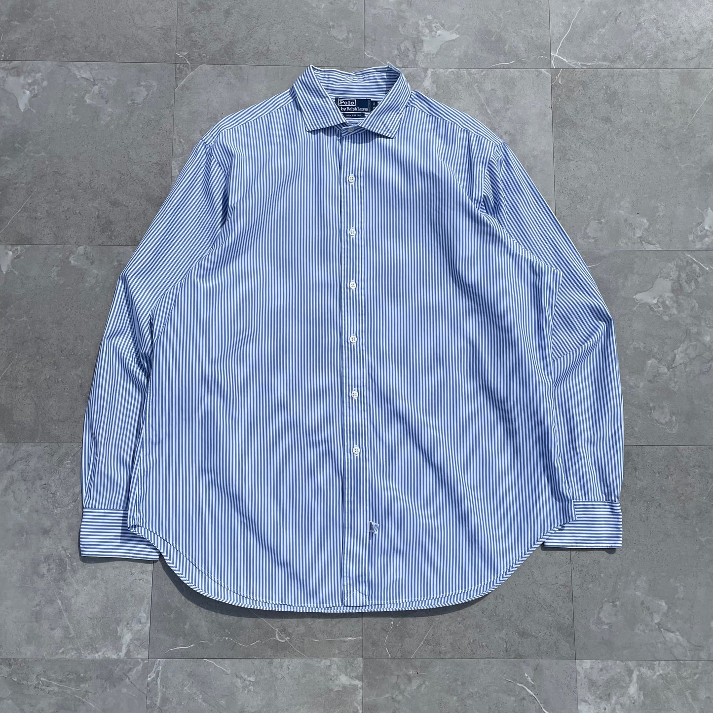 90s Ralph Lauren Logo-Free Blue Striped Shirt KiiChain Clothing