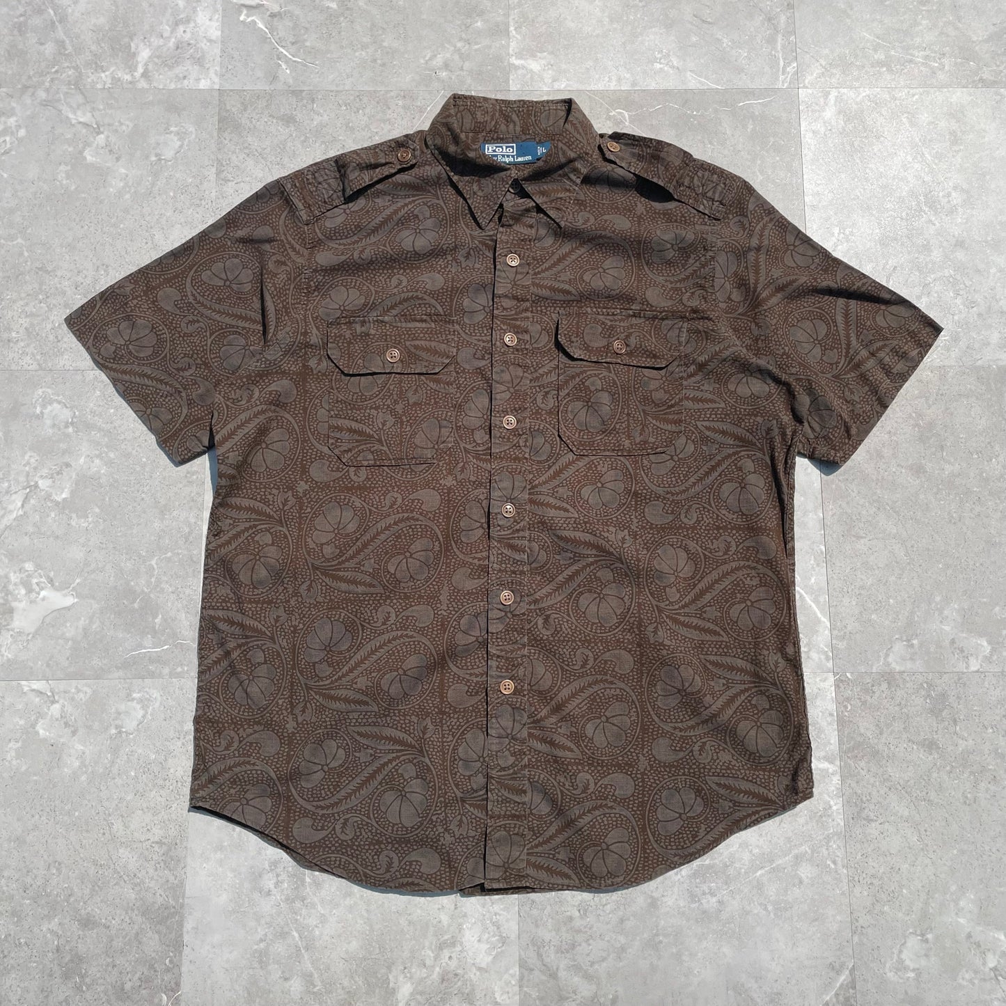 90s Ralph Lauren Military Style Paisley Shirt KiiChain Clothing