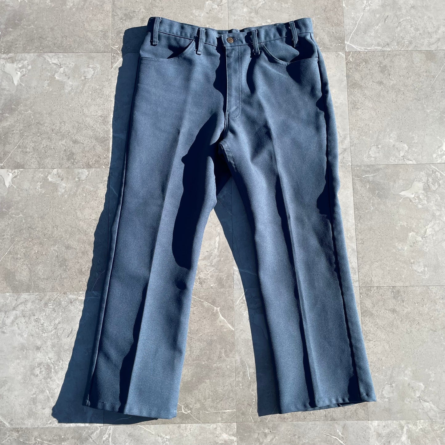 80s Levi's 517 Made in USA Sta-Prest Blue Flared Slacks KiiChain Clothing