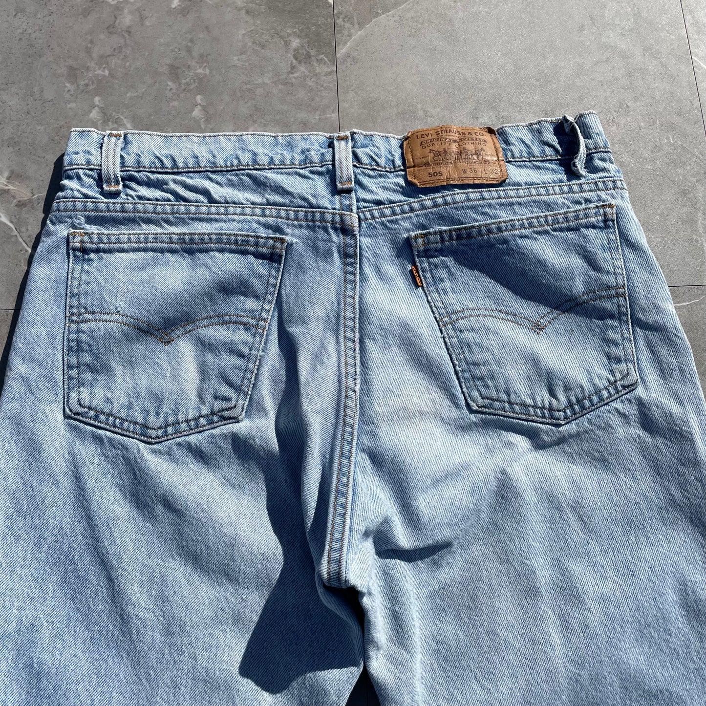 90s Levi's 505 Orange Tab Made in USA Denim 36x32