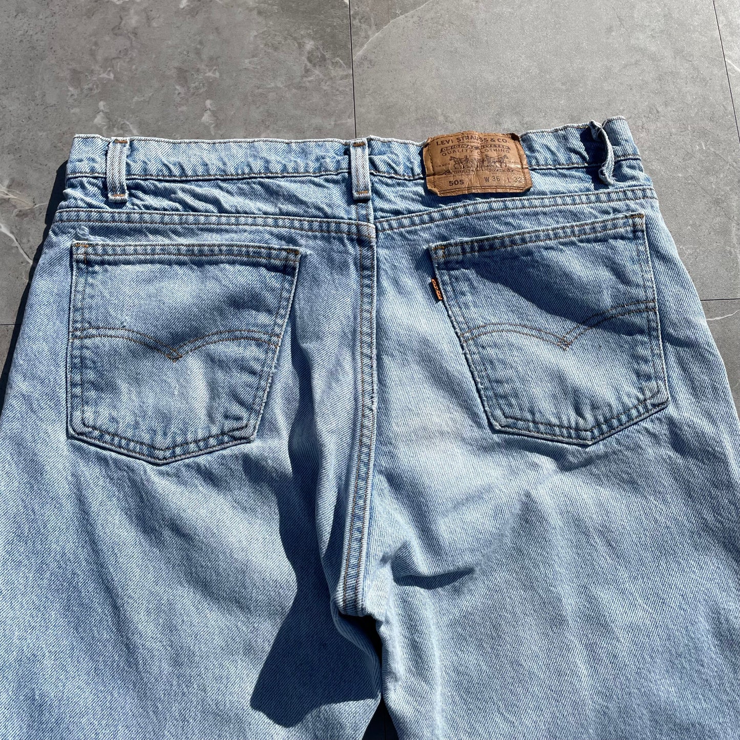 90s Levi's 505 Orange Tab Made in USA Denim 36x32 KiiChain Clothing