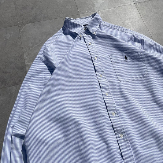 90s-00s Ralph Lauren “Big Shirt Blue Striped Shirt KiiChain Clothing