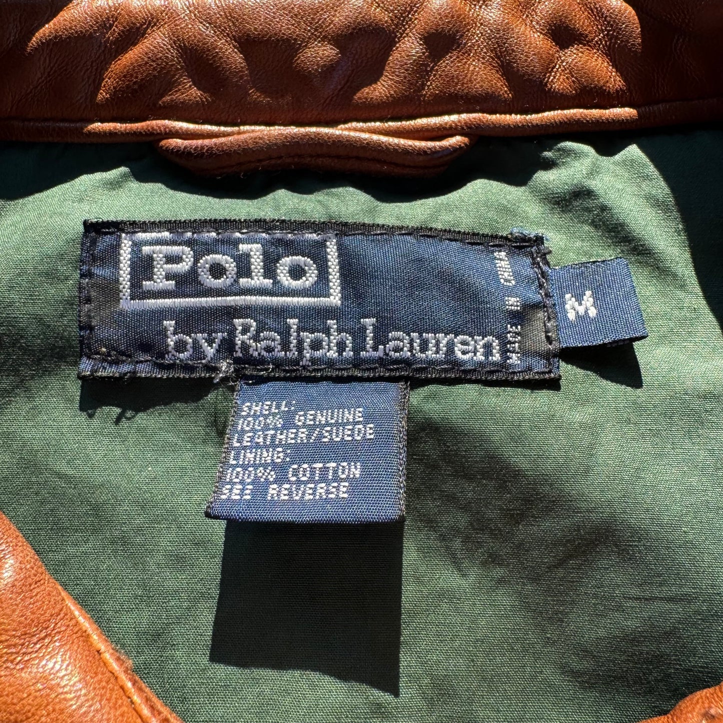 90s Polo by Ralph Lauren Light Brown Rare “No Pony” Leather Jacket