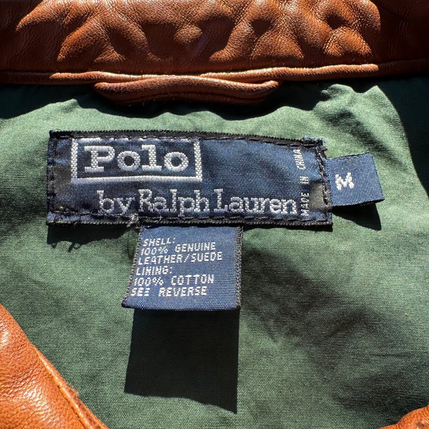 90s Polo by Ralph Lauren Light Brown Rare “No Pony” Leather Jacket KiiChain Clothing
