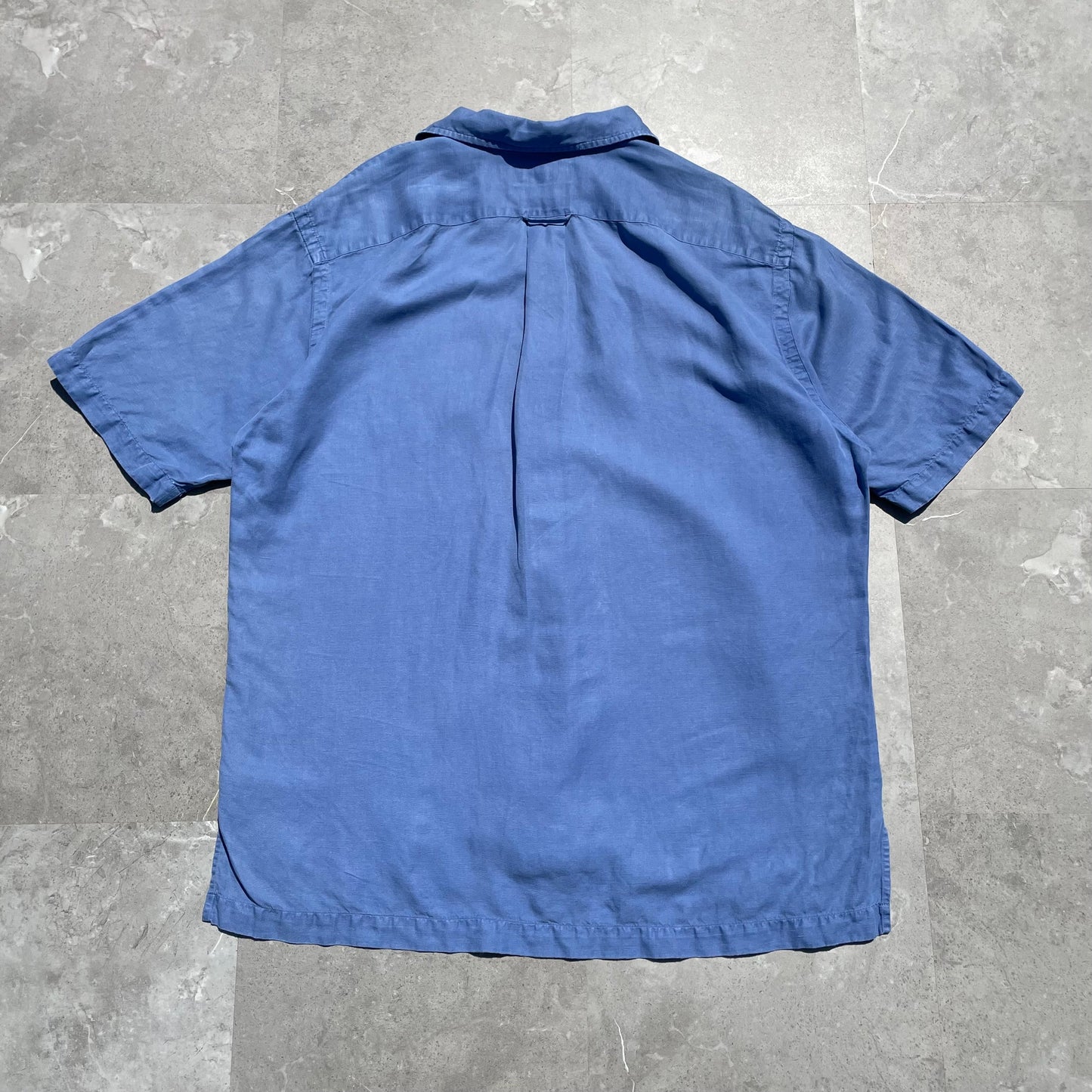 90s Ralph Lauren Caldwell Silk Linen Blue Hawaiian Shirt KiiChain Clothing