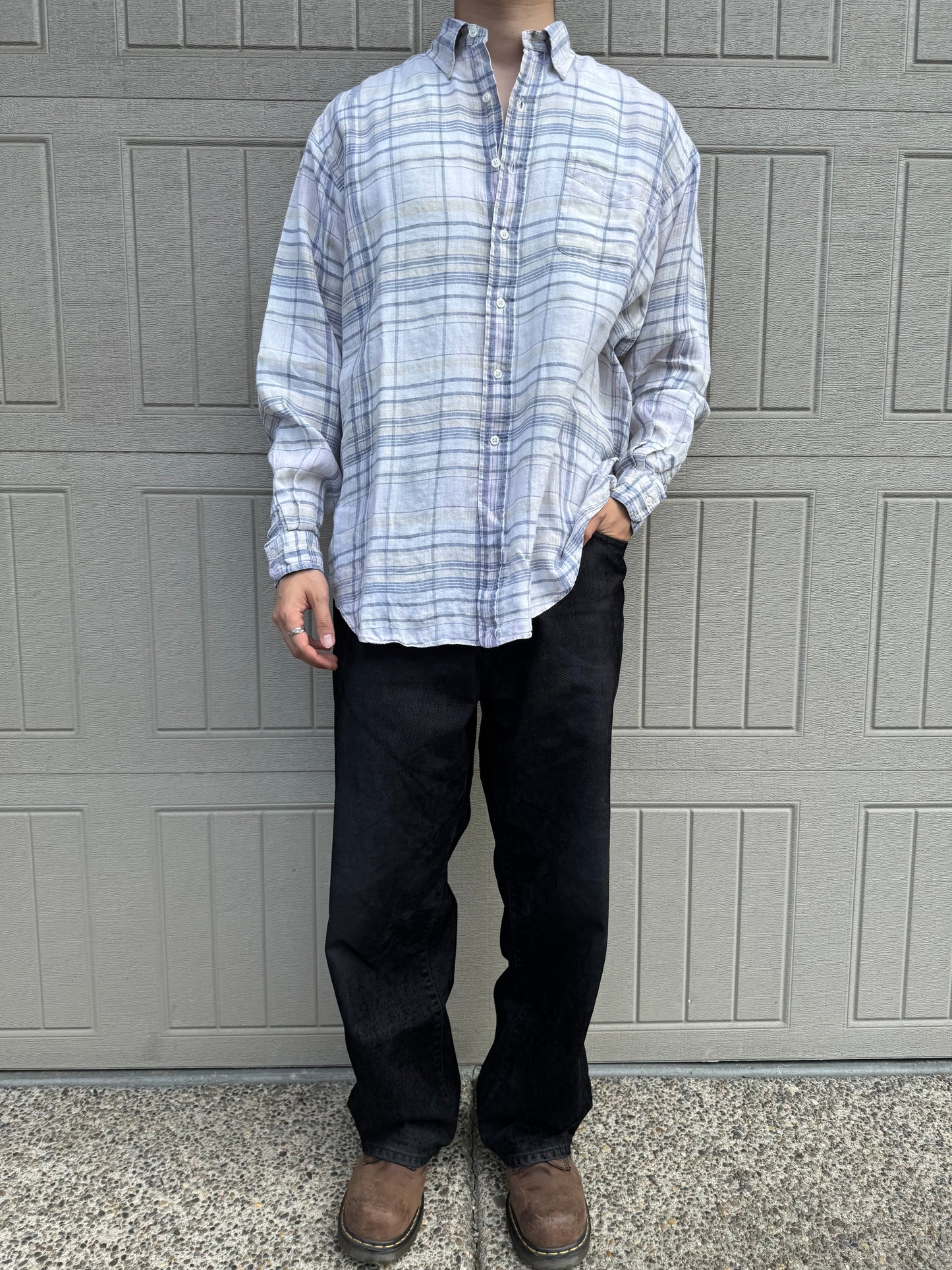 90s Ralph Lauren Checkered Linen Shirt KiiChain Clothing